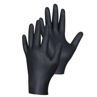 ein Paar komplett schwarzer Nitril-Einweghandschuhe Butler Pro Black Nitril