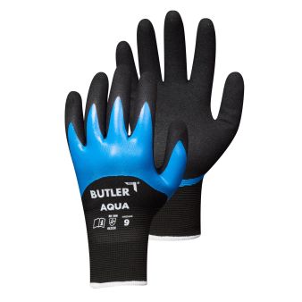 ein Paar blaue Nylonhandschuhe Butler Pro Aqua Nylon